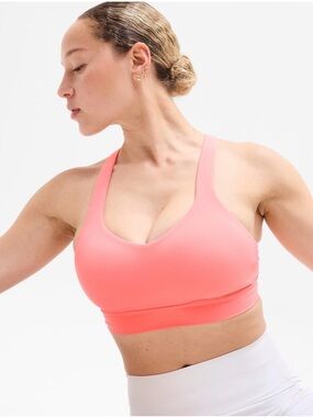 Athleta Perfect Form Sports Bra, Mimosa Pink, Medium D-DD